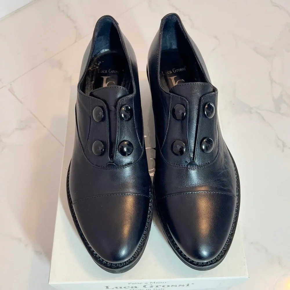 Luca Grossi ITALIAN Black Leather Elastic
Loafers Comfort Shoes Size EU 39 - Picture 4 of 16